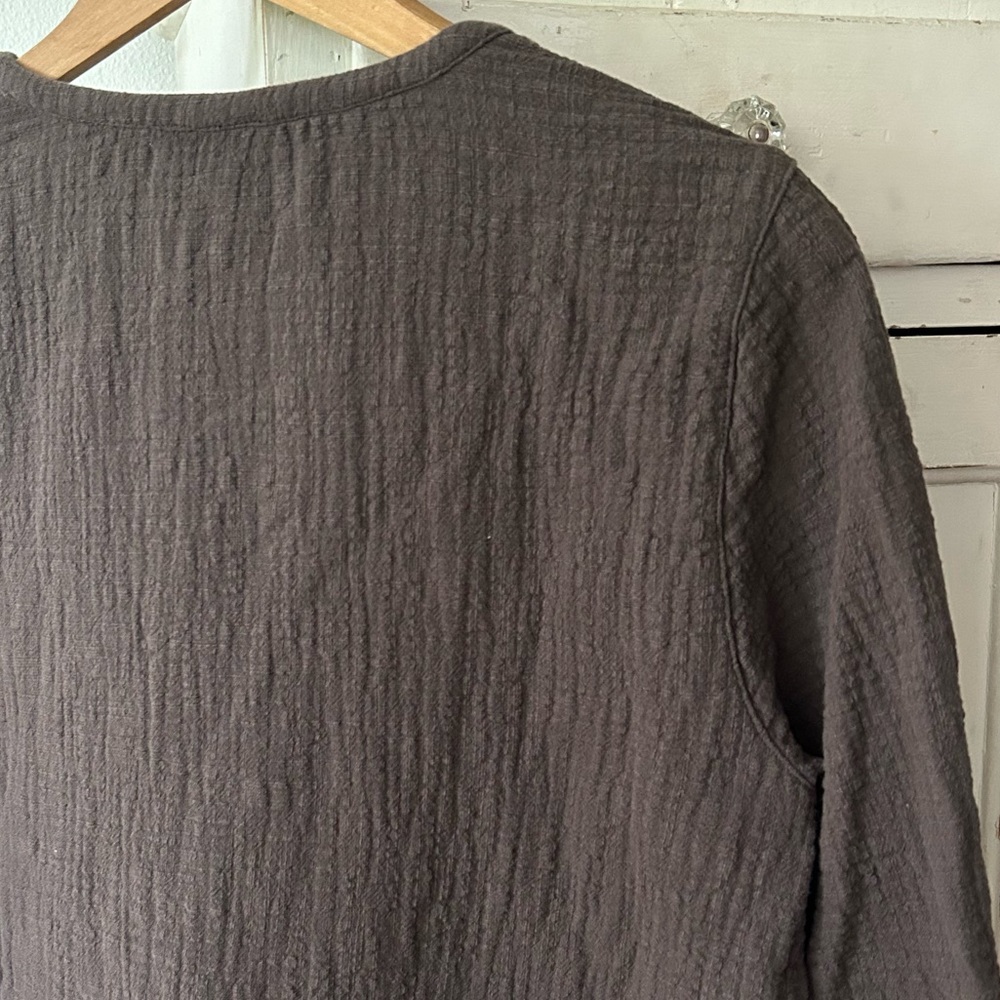 J. Jill | Women’s Brown Gauze Textured 3/4 Sleeve Vneck Round Hem Tunic Top, MP - Picture 6 of 14